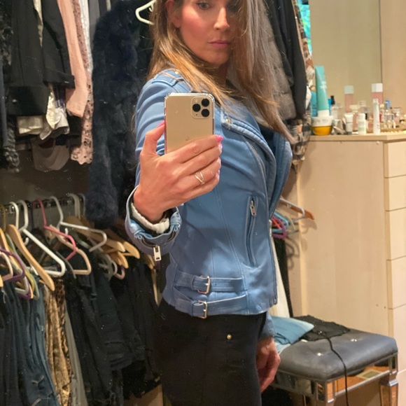 Iro Han Leather Jacket size 36 denim blue color - Picture 8 of 8